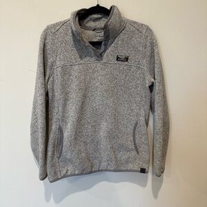 L.L. Bean Heathered Gray Snap Pullover Womens Size Medium Outdoor Hiking Cozy